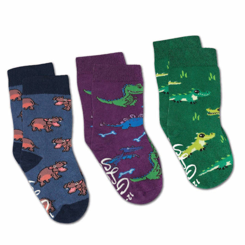 Hippopotamus, Crocodiles and Dinosaurs Kids Socks Hippopotamus, Crocodiles and Dinosaurs Kids Socks