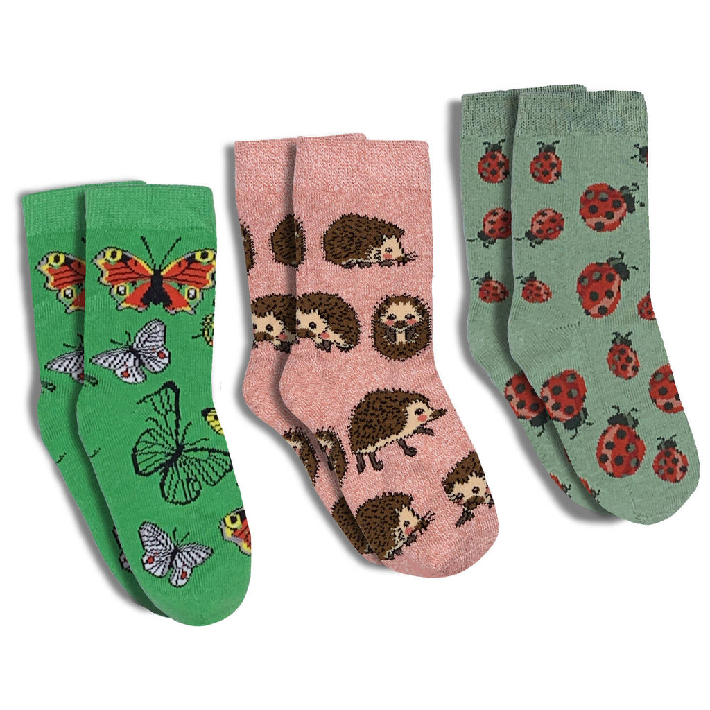 Butterflies, Hedgehogs and Ladybugs Kids Socks