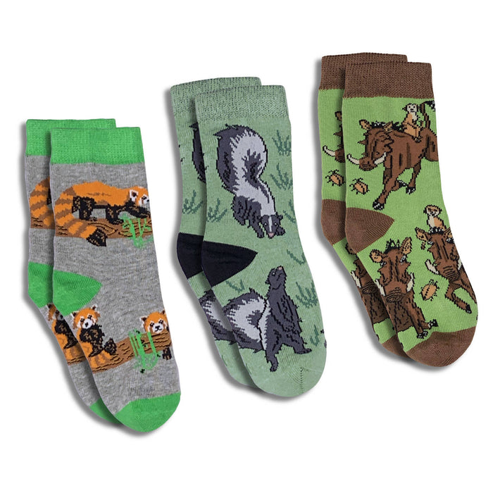Red Panda, Skunk and Warthogs Kids Socks