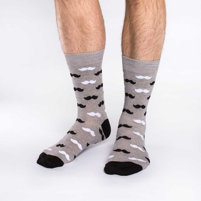 Men's Black & Grey Moustache Socks