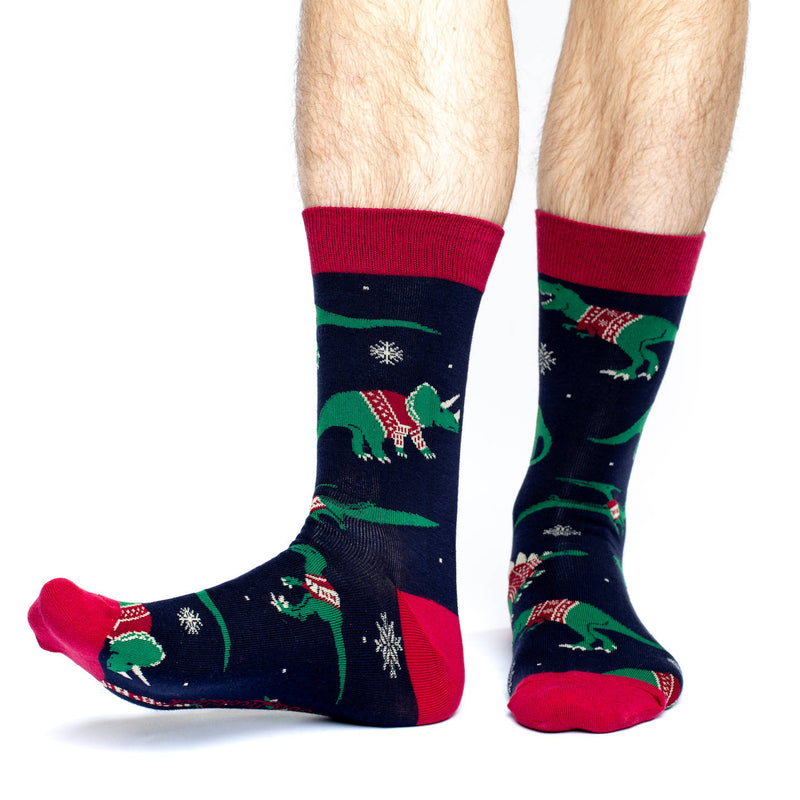 Men's King Size Christmas Sweater Dinosaur Socks