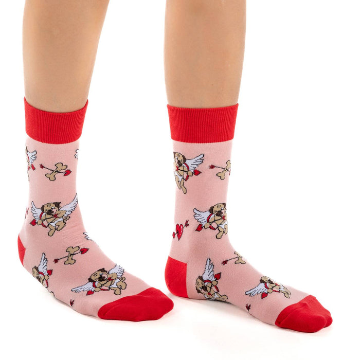Women's Valentine's Day Cupid Pugs Socks