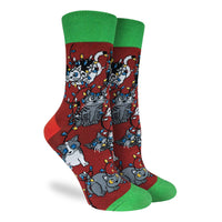 Women's Christmas Light Cat Socks