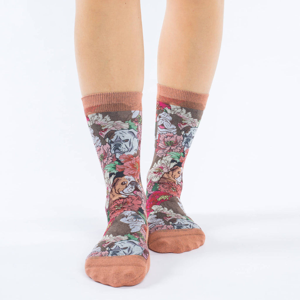 Women's Floral English Bulldog Socks