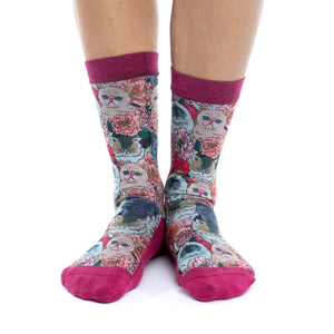 Women's Floral Cats Socks