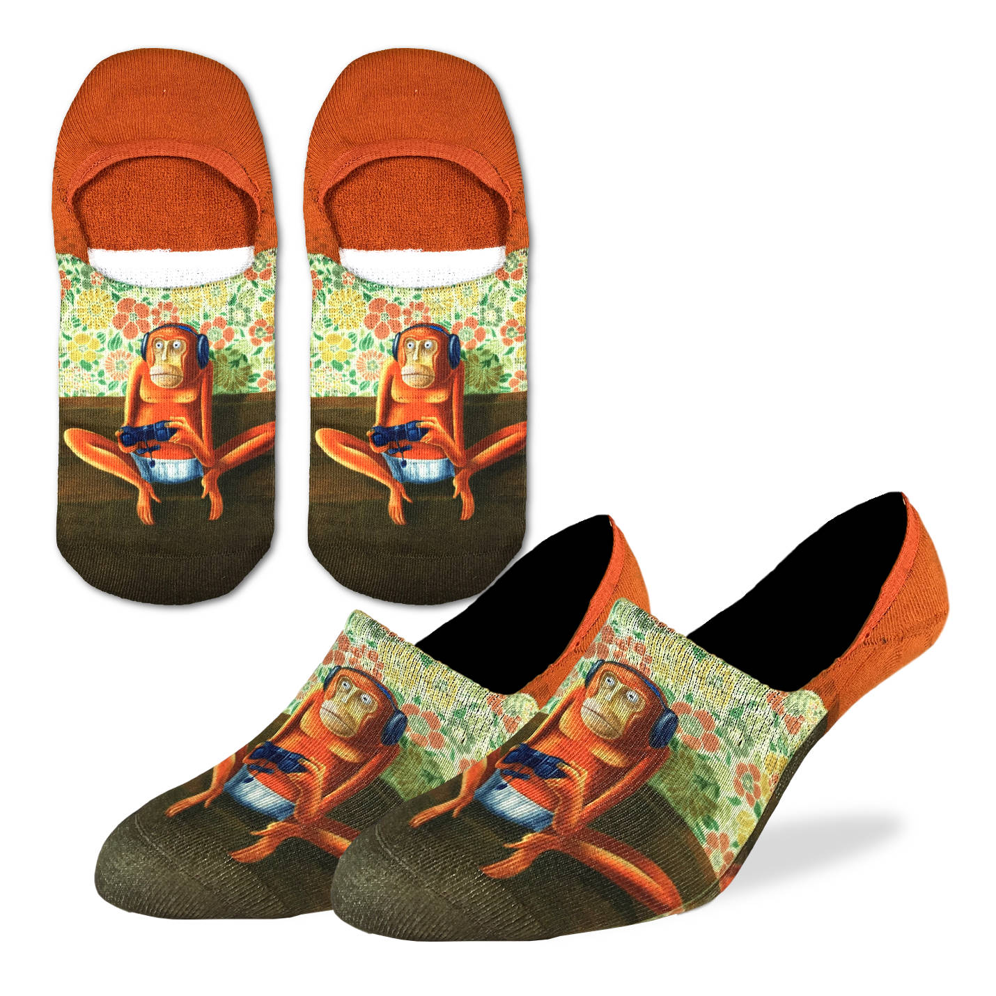 Men s Gaming Monkey No Show Socks Good Luck Sock
