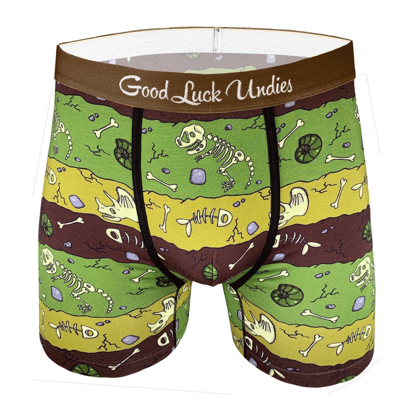 Men s Dinosaur Fossil Layers Underwear Good Luck Sock