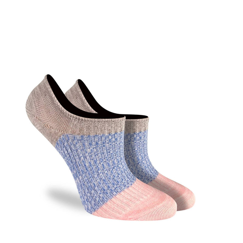 Women's Stripes - Grey, Blue, Pink No Show Socks