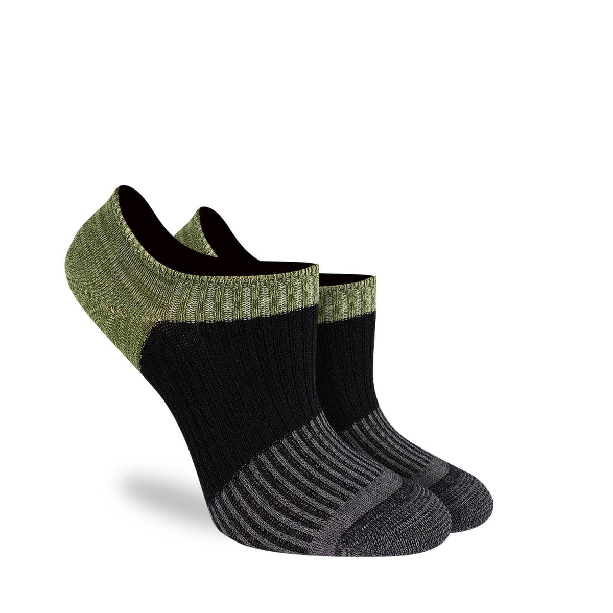Women's Stripes - Green, Black, Grey No Show Socks